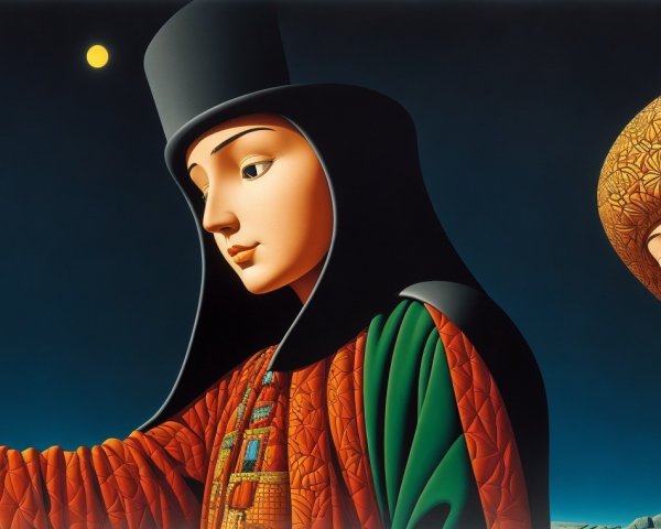 Traditional Garments and Moonlit Exploration Theme