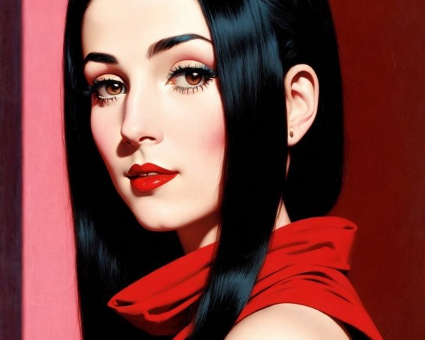 Digital Illustration of a Woman in Red Turtleneck