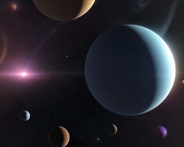Vibrant Solar System with Planets and Cosmic Elements