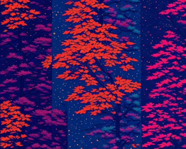 Digital Artwork of a Nighttime Forest with Stars