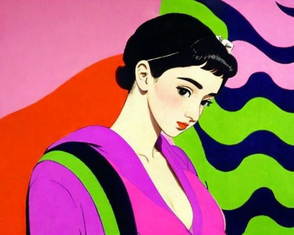 Stylized Portrait of a Serene Young Woman