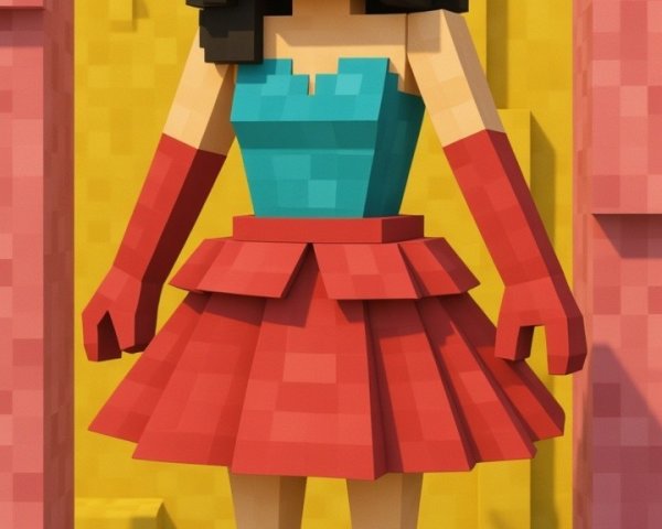 Pixelated Female Character in Retro Cartoon Style