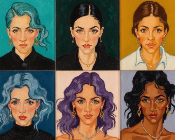 Collage of Six Women with Unique Hairstyles and Colors