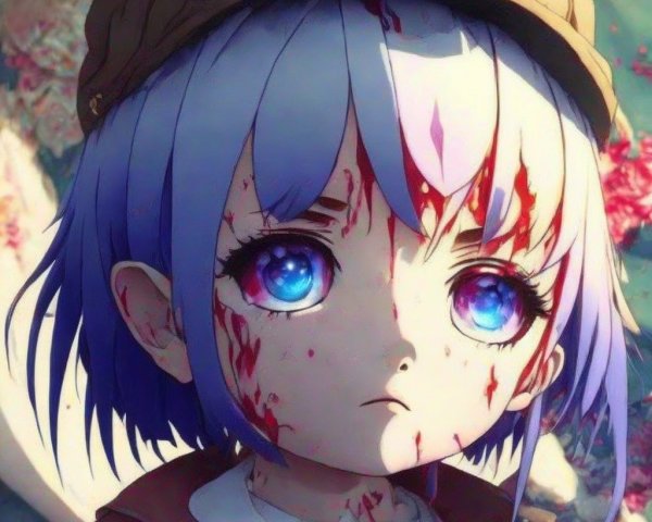 Young Character with Blue Eyes and Pastel Hair