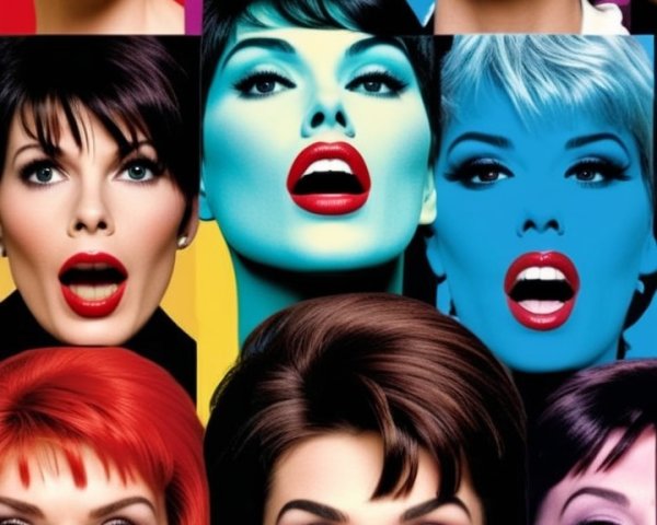 Vibrant Collage of Women with Colorful Hairstyles