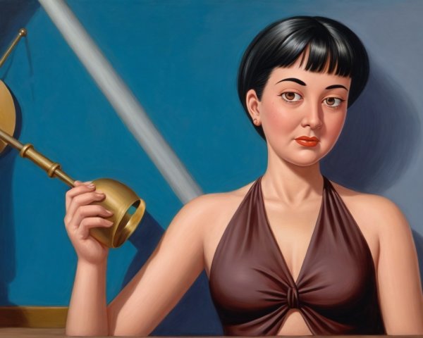 Hyperrealistic Painting of a Dark-Haired Woman