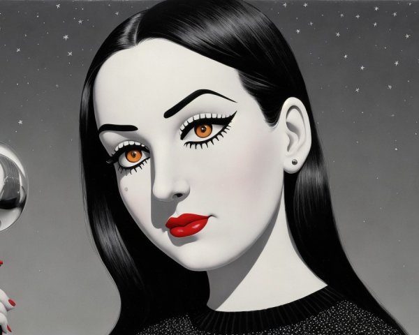 Stylized portrait of a woman with bold features