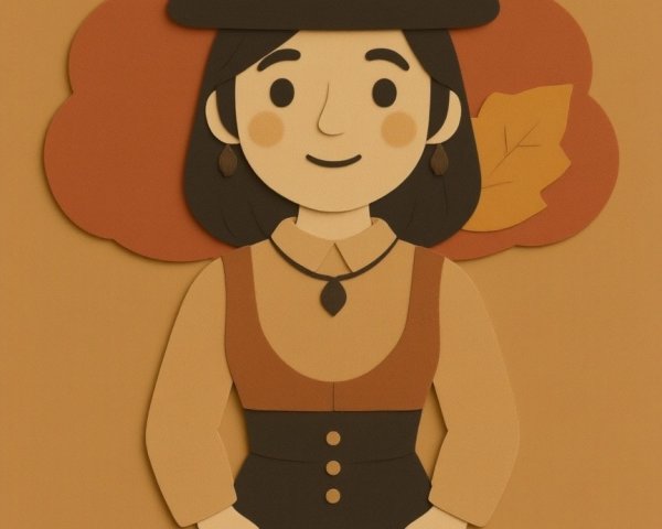 Cheerful Character in Stylish Autumn Outfit Against Orange