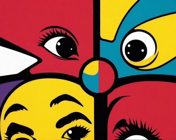 Vibrant Abstract Design with Stylized Facial Features