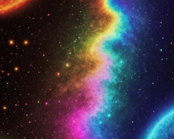Vibrant Cosmic Scene with Colorful Nebulae and Stars