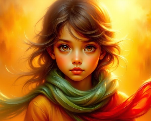 Portrait of a Young Girl with Expressive Features