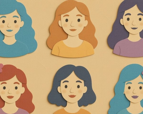 Stylized Paper Cut-Out Illustrations of Women