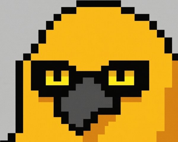 Pixel Art Bird with Yellow Feathers and Glasses