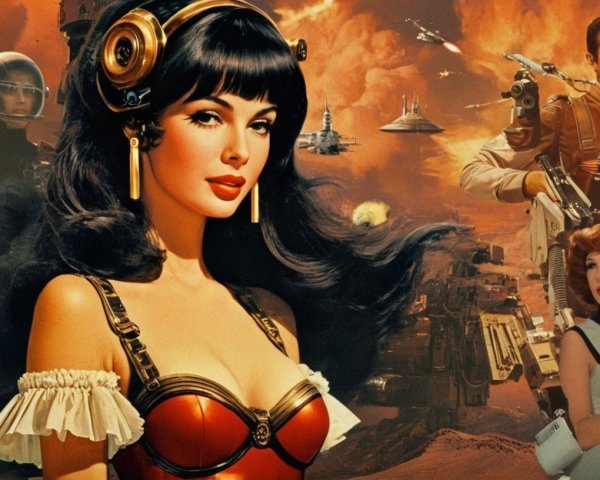 Retro-Futuristic Sci-Fi Movie Poster in Alien Desert