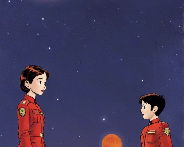Futuristic Scene of Children on Celestial Landscape
