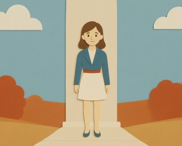 Stylized Illustration of Confident Young Woman and Landscape