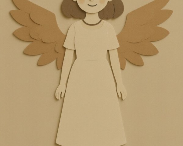 Whimsical Illustration of a Girl with Feathered Wings