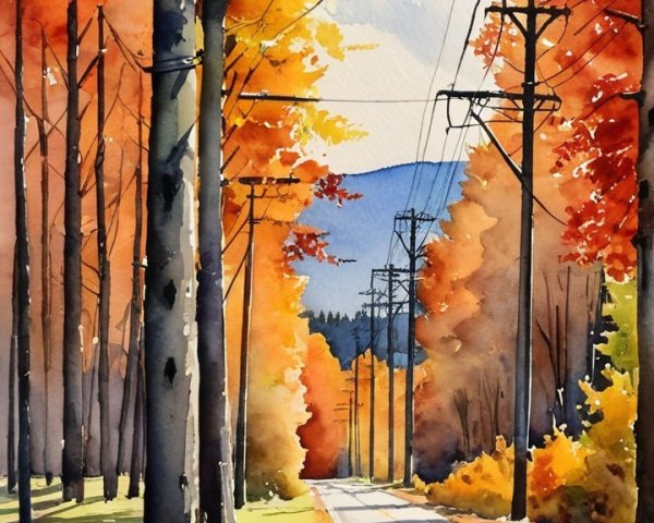 Autumn Landscape with Vibrant Colors and Gentle Hills