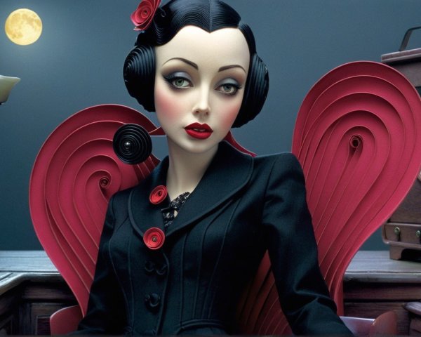 Elegant Vintage Glam Figure in Retro Setting