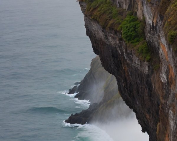 Solitary Figure at Cliff Overlooking Rugged Coastline