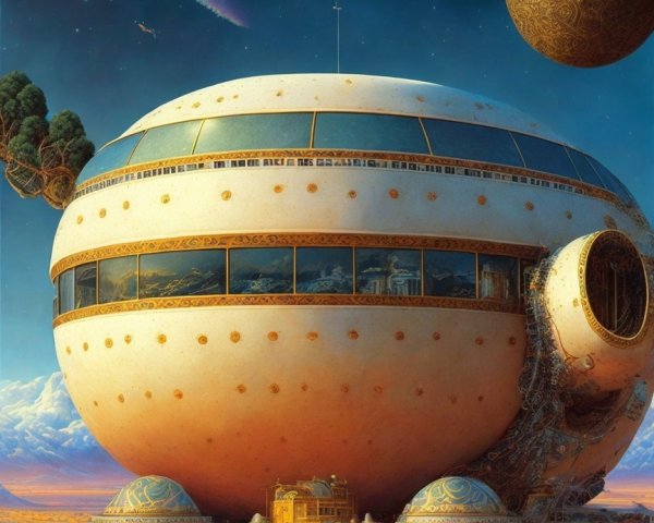 Futuristic Spherical Structure on Barren Landscape