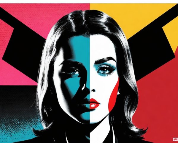Split Design of Woman's Face in Bold Colors