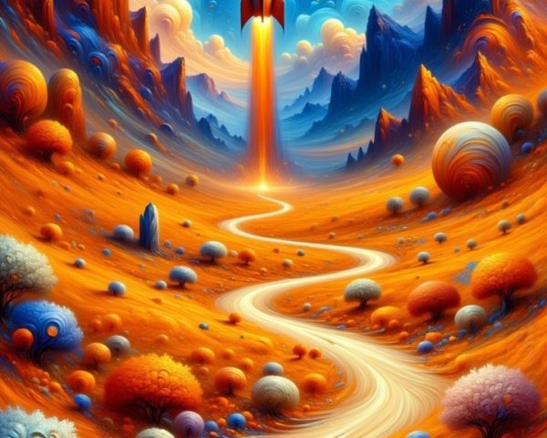 Vibrant Dreamlike Landscape with Majestic Mountains