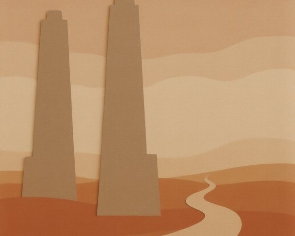 Abstract Towers in a Monochromatic Desert Landscape