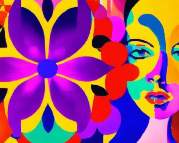 Vibrant Abstract Composition with Bold Colors and Shapes