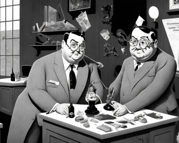 Vintage Laboratory with Two Men and Curious Girl