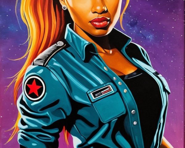 Anime-style illustration of a Black woman in jumpsuit