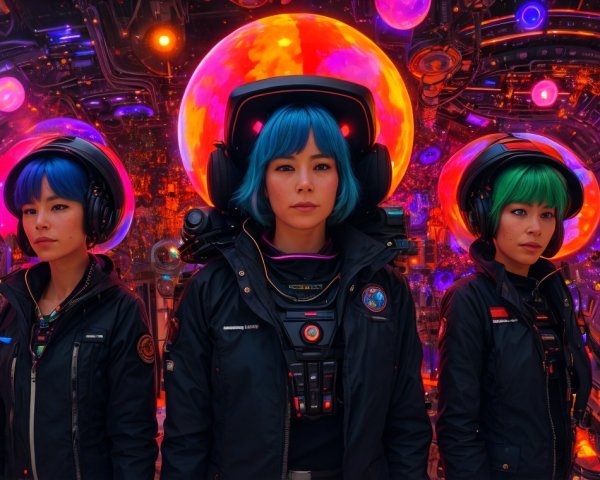 Futuristic Astronauts in Colorful Space Suits