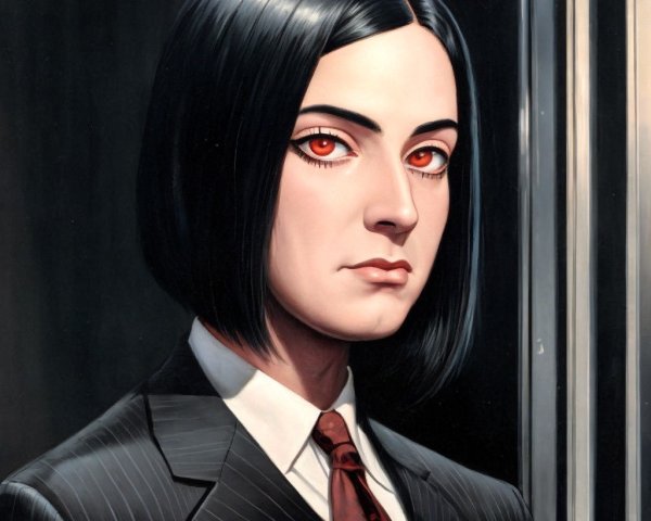 Young man in formal suit with striking features