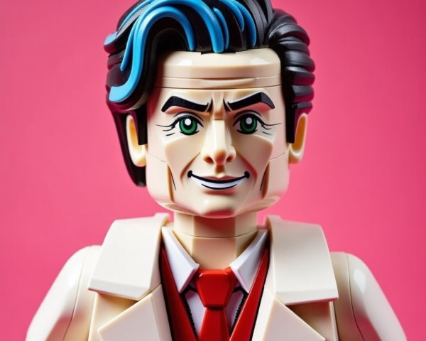 LEGO Figure with Charismatic Expression and Colorful Outfit