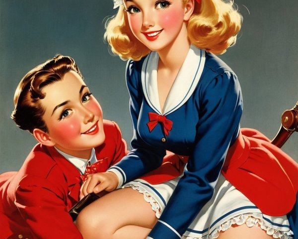 Vintage Illustration of Cheerful Children in Playful Scene