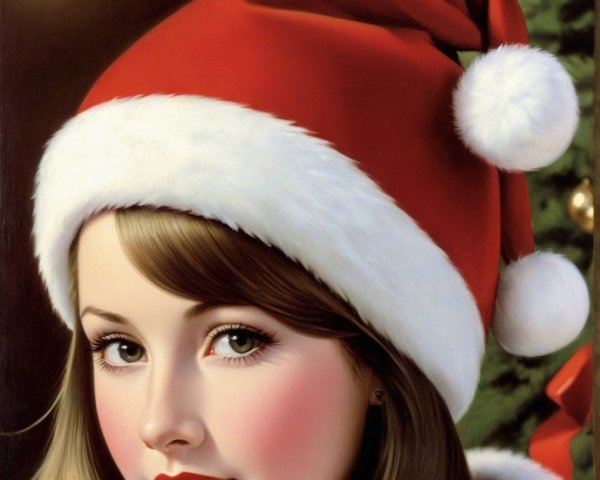 Vibrant Portrait of a Woman in Santa Attire