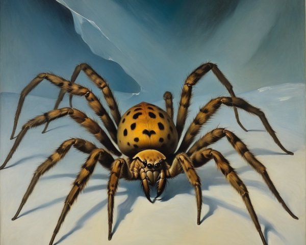 Realistic Spider with Glossy Tan Body and Dark Spots
