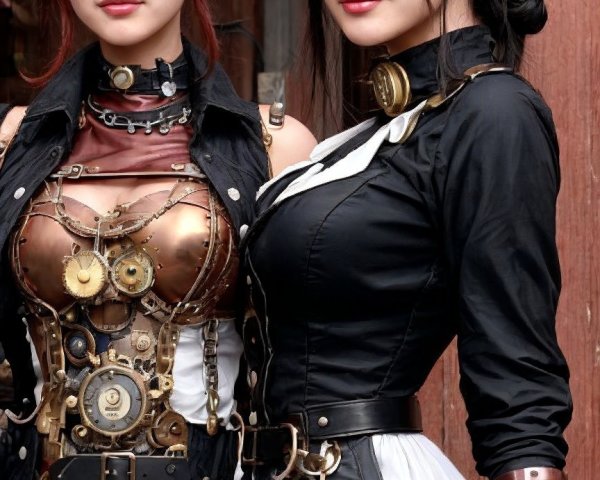 Steampunk-Inspired Outfits of Two Women