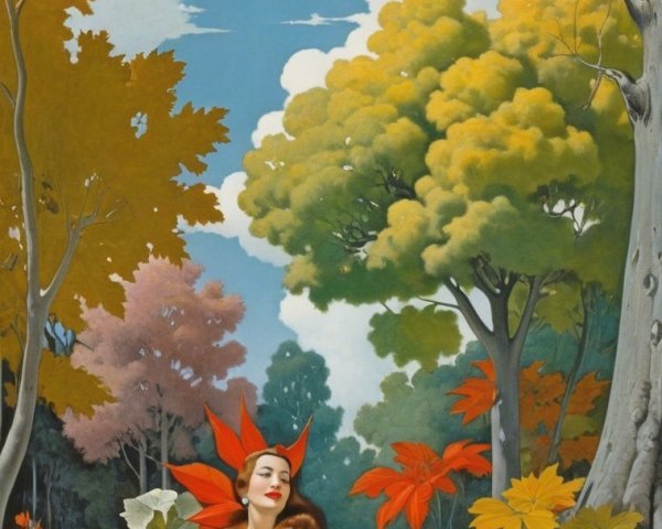 Woman in Yellow Dress Surrounded by Autumn Foliage