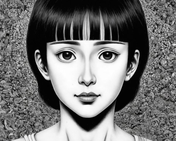 Monochromatic Portrait of a Young Girl with Details