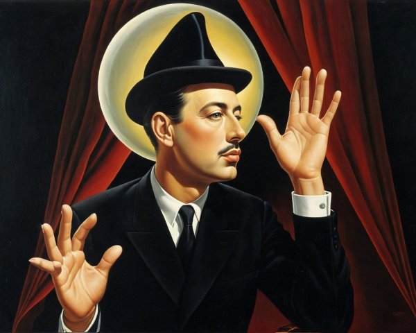 Stylishly Dressed Man in Black Suit with Halo Glow