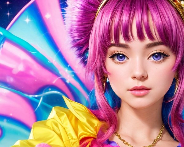 Vibrant Portrait of a Young Woman with Pink Hair