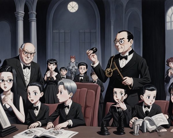 Courtroom Gathering of Children and Adults in Formal Attire