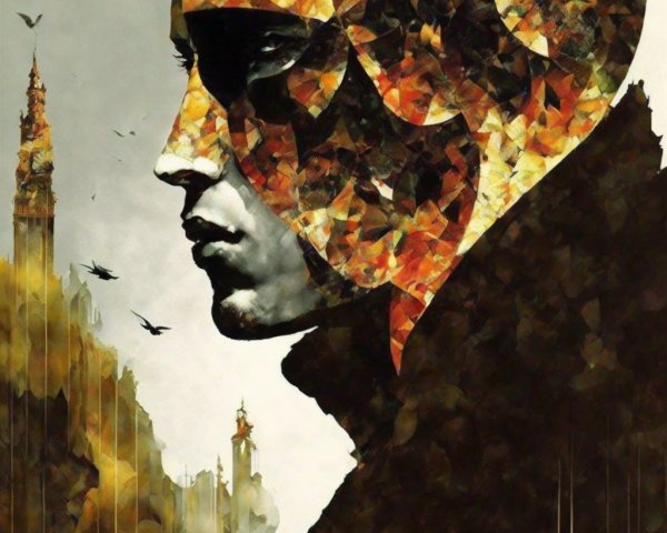 Abstract Portrait of Male Figure in Earthy Tones