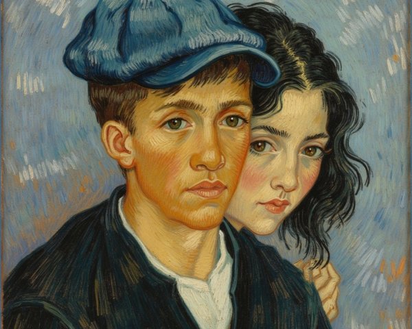 Post-Impressionist Painting of Two Intimate Figures