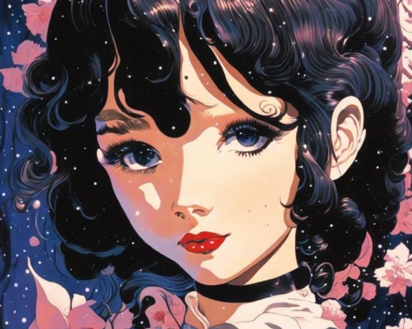 Portrait of a Young Woman Among Cherry Blossoms