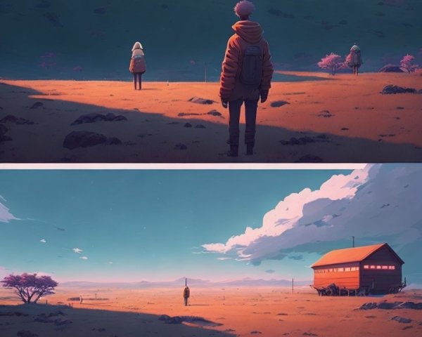 Triptych of Animated Frames Depicting Nature Scenes