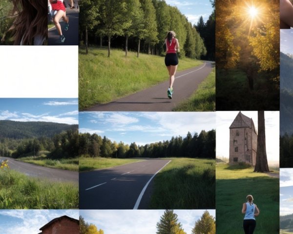 Vibrant Collage of Outdoor Running Scenes in Nature