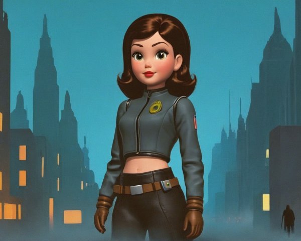 Stylized Portrait of Young Woman in Urban Setting