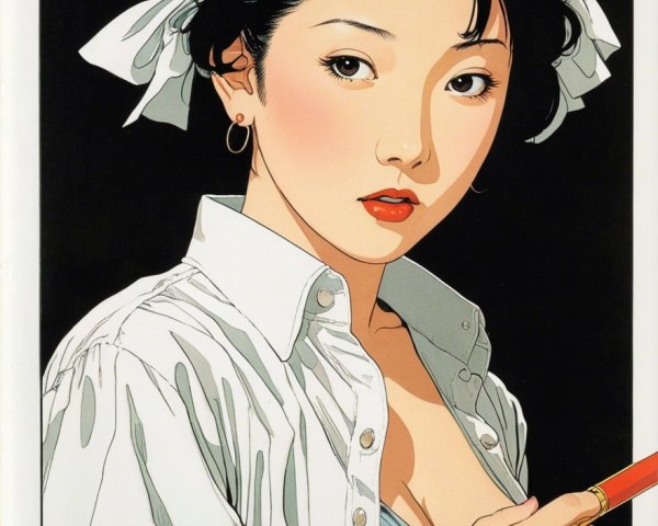 Stylized illustration of a woman with headscarf and title